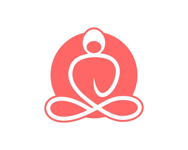Pink circle shape with yoga inside - Vector, Image