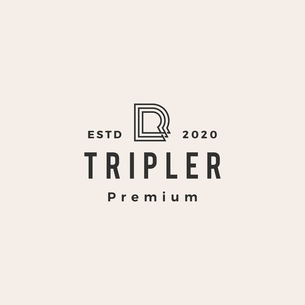 triple letra r hipster logotipo vintage icono del vector ilustración - Vector, Imagen