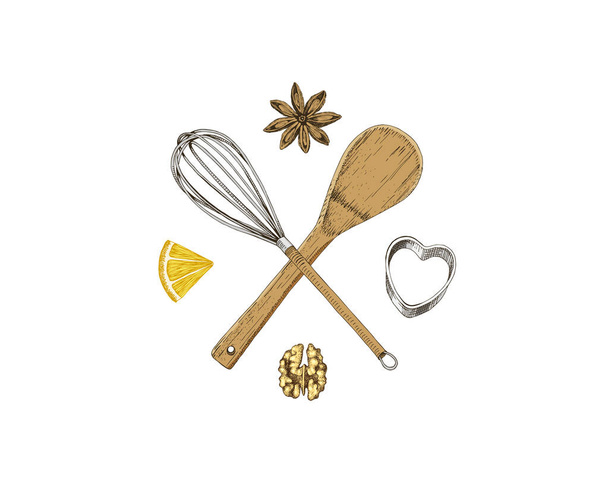 Hand drawn baking logo template - Διάνυσμα, εικόνα