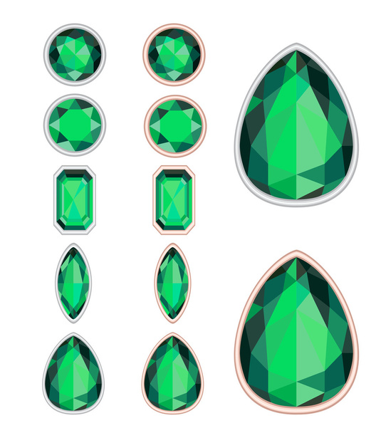 conjunto de cinco formas de corte esmeralda y dos tipos de marcos (plata
 - Vector, imagen