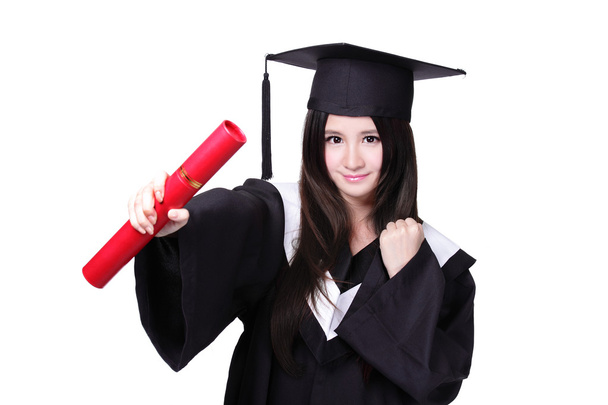 Happy graduate student girl with diploma - Foto, imagen