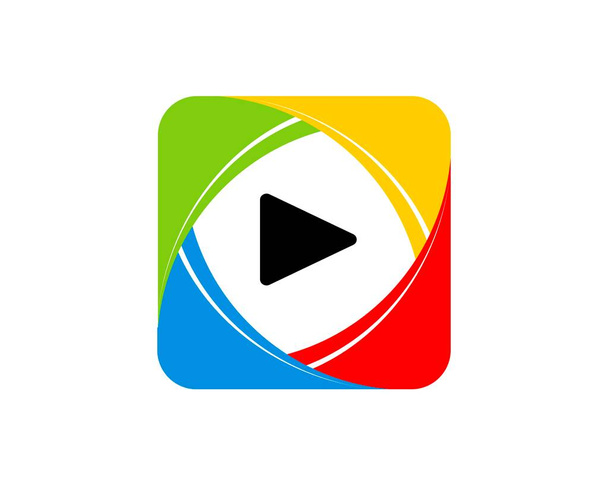 Форма прямоугольника Rainbow с кнопкой воспроизведения медиа внутри - Вектор,изображение
