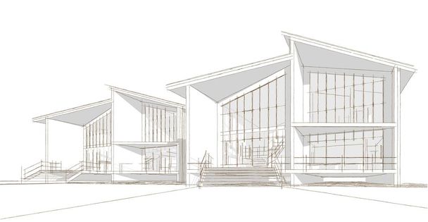 modern építészet ház koncepció 3d illusztráció - Fotó, kép