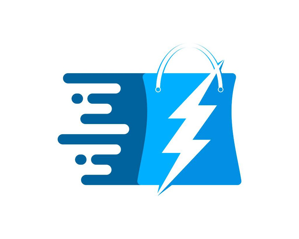 Fast shopping bag with lightning inside - Vector, Image