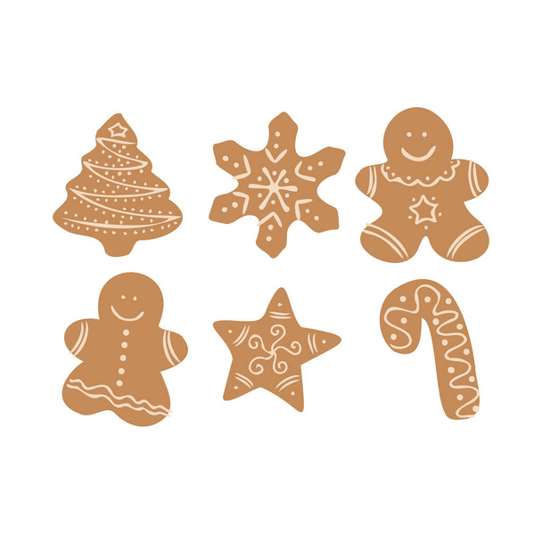 Isolated vector colorful illustration of classical ginger bread figures - Vector, Image