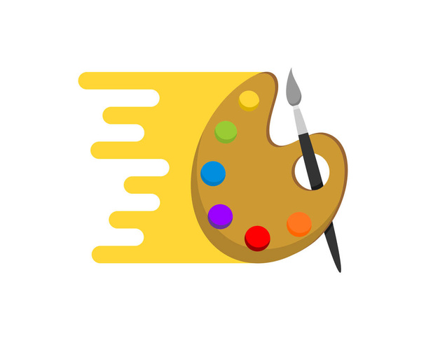 Farbpalette mit Pinsel und gelbem Spritzer - Vektor, Bild