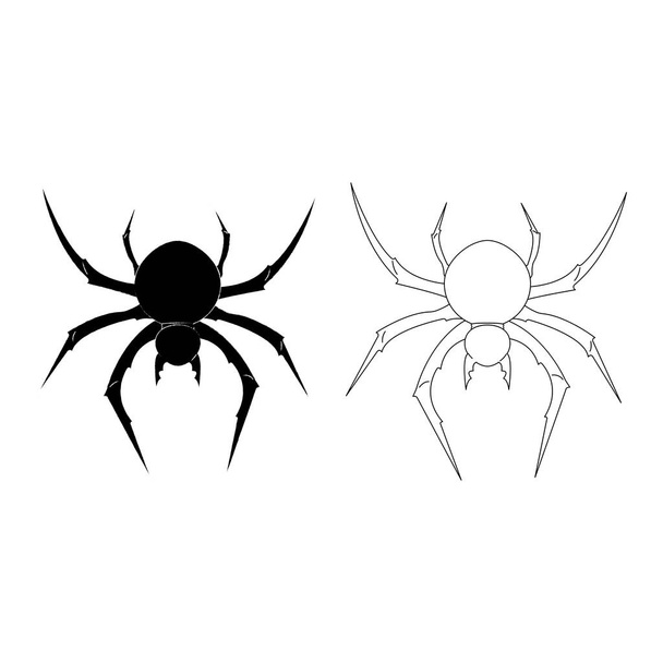 Fekete-fehér pókok kézzel rajzolt illusztráció. - Vektor, kép