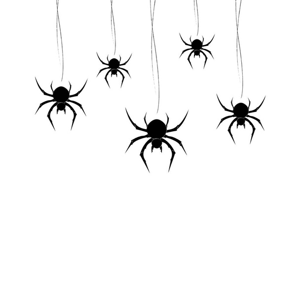 Araignées noires dessinées à la main sur fond blanc. - Vecteur, image