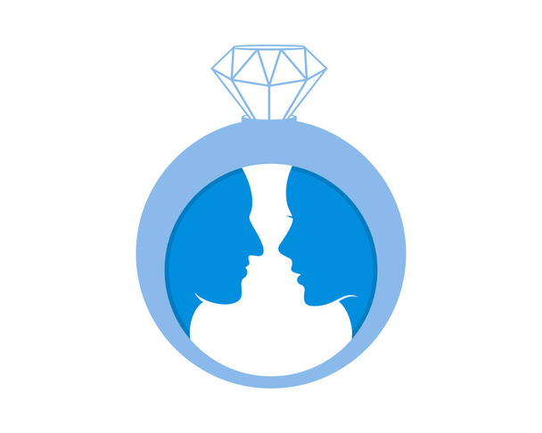 Δαχτυλίδι γαμήλιο διαμάντι με εραστές μέσα - Διάνυσμα, εικόνα