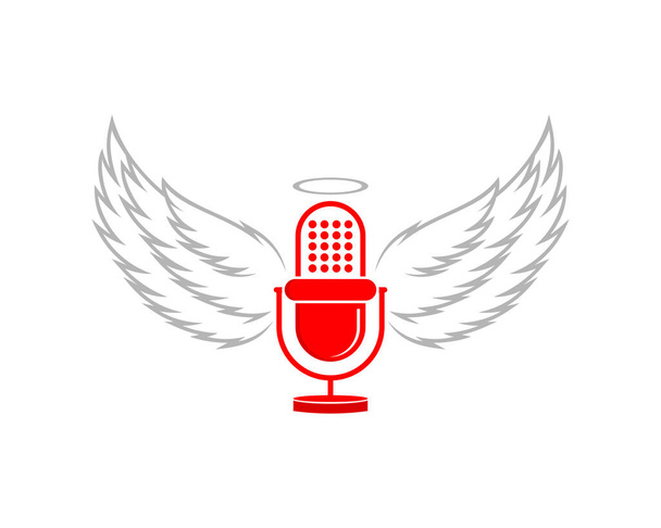 Gravador de voz com asas de anjo - Vetor, Imagem