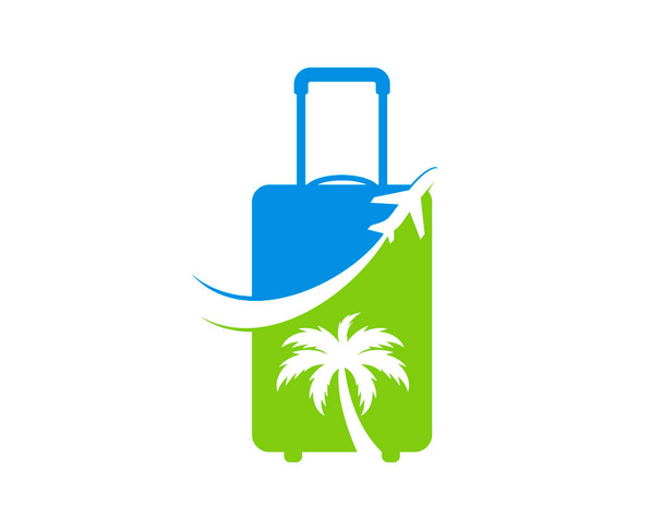 Traveling bag and flying with holiday destination place - Vector, Image