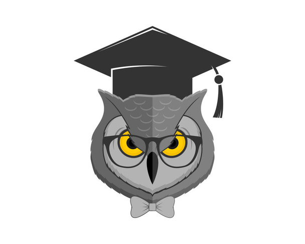 Chytrá sova s maturitní čepicí - Vektor, obrázek
