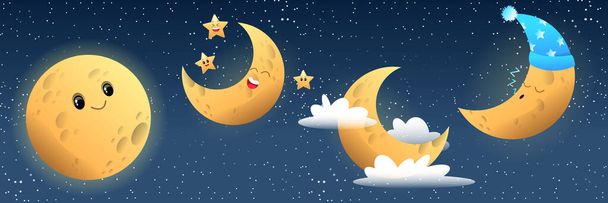 Cute moon collection - Vector, Image