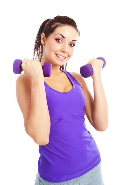 Girl with dumbbells - Foto, immagini