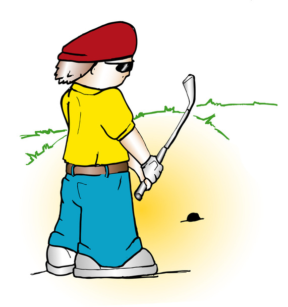 Golfer in bunker - Vector, Image