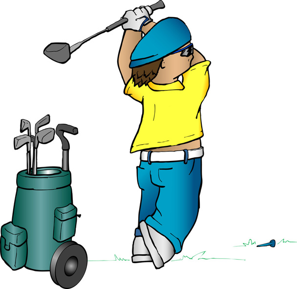 Golfista de dibujos animados
 - Vector, imagen