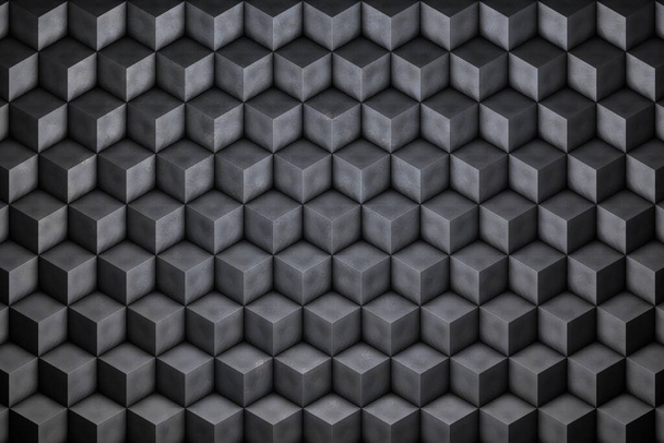 3D Background abstract minimalistic texture with many rows of volumetric cubes / pentahedrons lying in the white light. Animation. Mobile briquette wall - Photo, Image