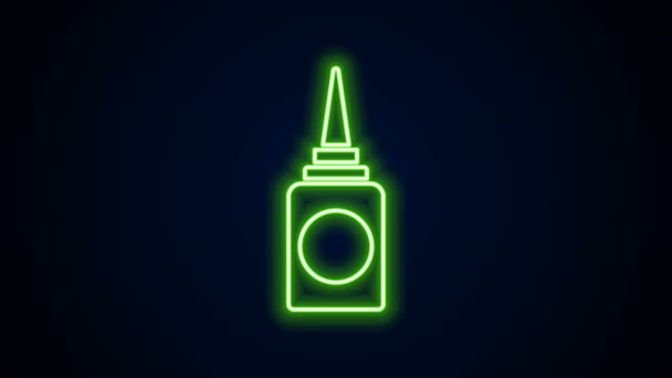 Gloeiende neon lijn Fles neusspray pictogram geïsoleerd op zwarte achtergrond. 4K Video motion grafische animatie - Video
