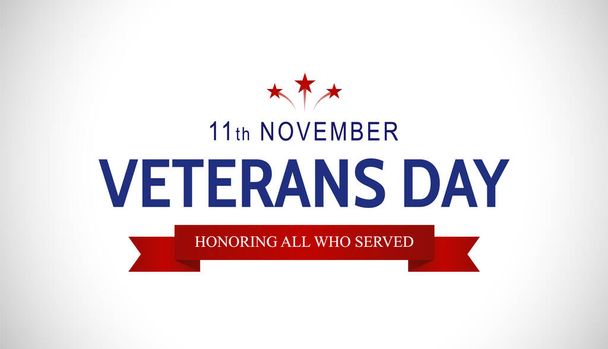 Veterans day greeting card or banner design vector. National USA holiday 11th of november - Διάνυσμα, εικόνα