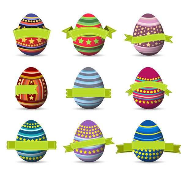Paskalya yumurtaları ve mutlu Paskalya - Vektör, Görsel