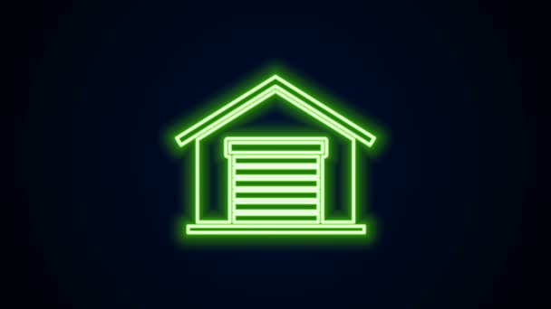 Glowing neon line Warehouse icon isolated on black background. 4K Video motion graphic animation - Footage, Video