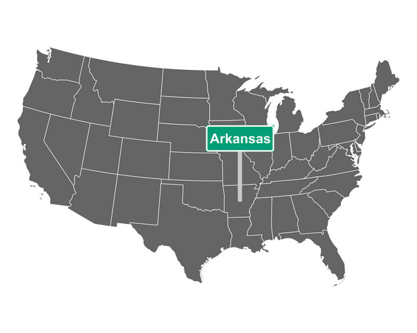 Arkansas state limit sign and map of USA as vector illustration - Vector, Image