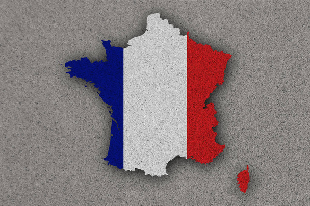 Mapa a vlajka Francie na plsti - Fotografie, Obrázek