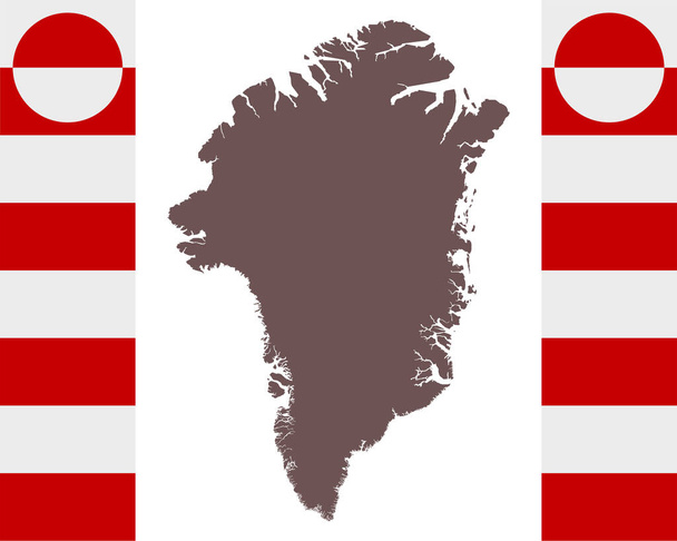 Карта Гренландії на тлі з прапором. - Вектор, зображення