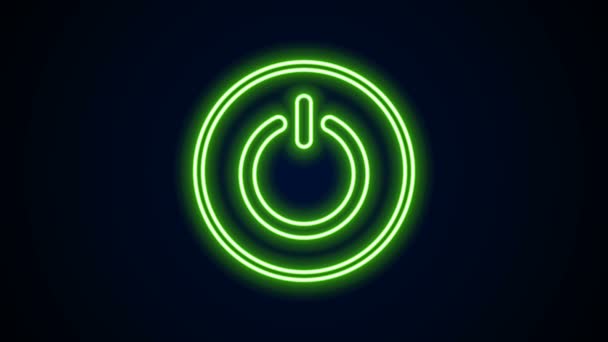 Glowing neon line Power button icon isolated on black background. Start sign. 4K Video motion graphic animation - Footage, Video