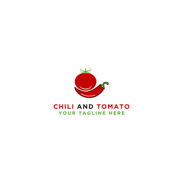 トマトとチリのデザインロゴ。隔離された野菜だ。ベクターイラスト. - ベクター画像