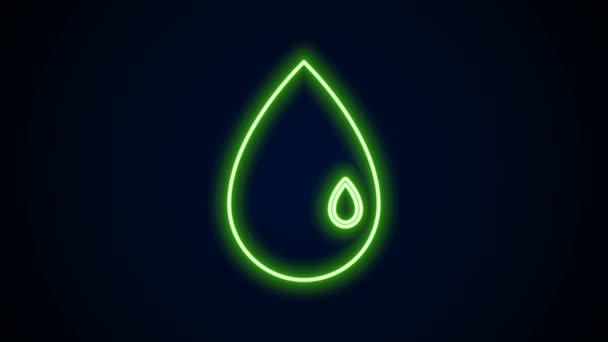 Leuchtende Neon-Linie Öl-Tropfen-Symbol isoliert auf schwarzem Hintergrund. 4K Video Motion Grafik Animation - Filmmaterial, Video