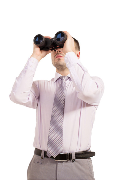 Businessman with binoculars in hand - Foto, Imagem