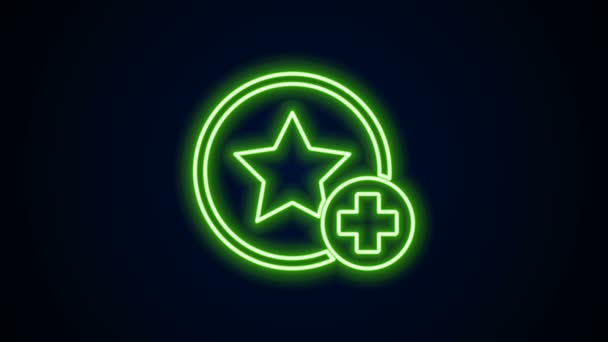 Hehkuva neon line Star kuvake eristetty mustalla taustalla. Suosikki, paras luokitus, palkintosymboli. Lisää konseptiin. 4K Video motion graafinen animaatio - Materiaali, video