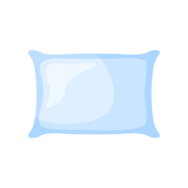 Vaaleansininen tyyny nukkua valkoisella taustalla. Pehmeät elementit nukkumaanmenoa elämäntapa tyyliin tasainen vektori kuva. - Vektori, kuva