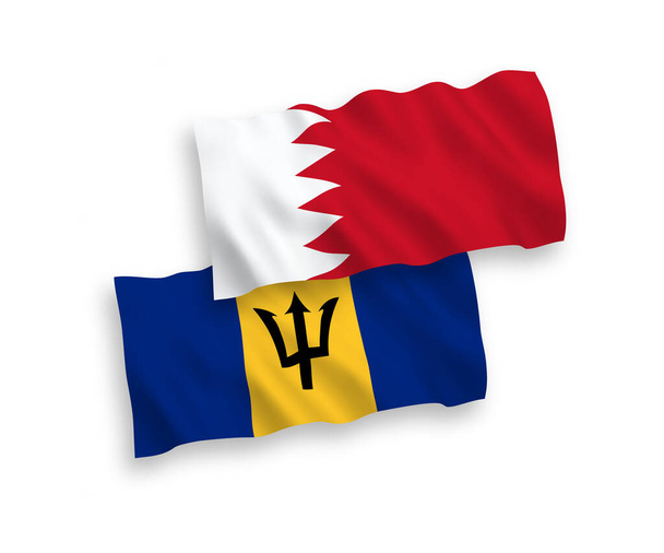 Флаги Барбадоса и Бахрейна на белом фоне - Вектор,изображение