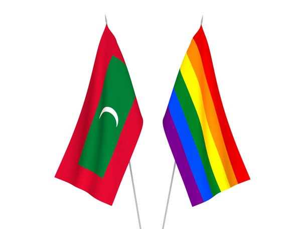 Maldivas y arco iris banderas orgullo gay - Foto, imagen