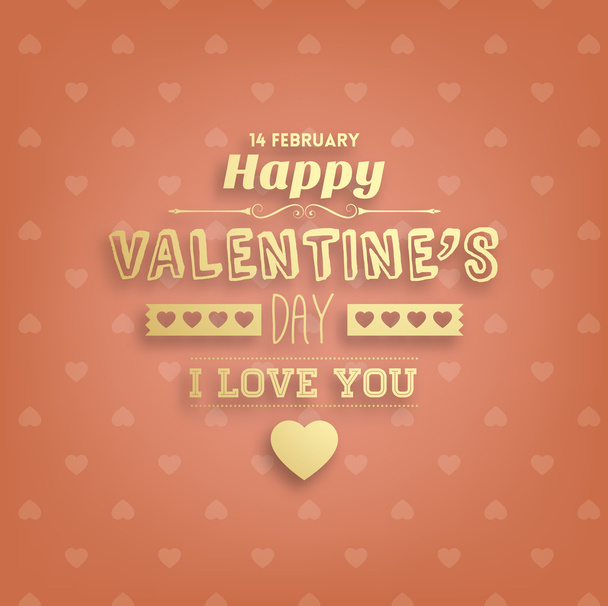 Happy Valentines Day Golden Card Design. - Вектор,изображение