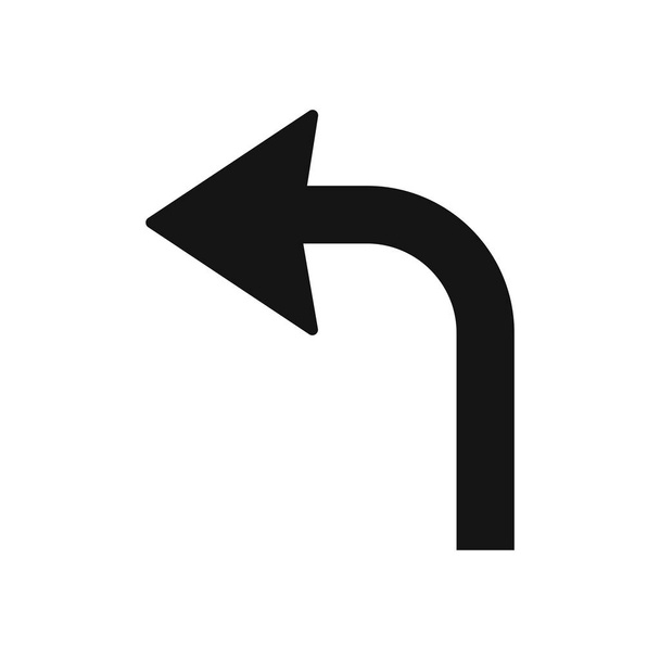 Biegen Sie nach links Glyphen-Symbol Verkehrszeichen Vektor Illustration in weißem Hintergrund. Symbolschild nach links - Vektor, Bild