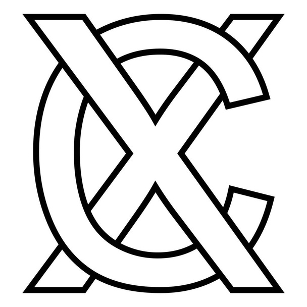 Logó jel xc cx ikon jel két átlapolt betű x, C vektor logó xc, cx első nagybetű minta ábécé x, c - Vektor, kép