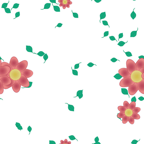 花や葉でベクトルシームレスなパターン - ベクター画像