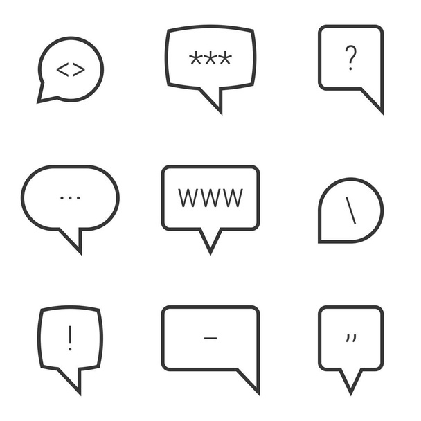 Set of black vector icons, isolated against white background. Flat illustration on a theme message - Vektor, kép