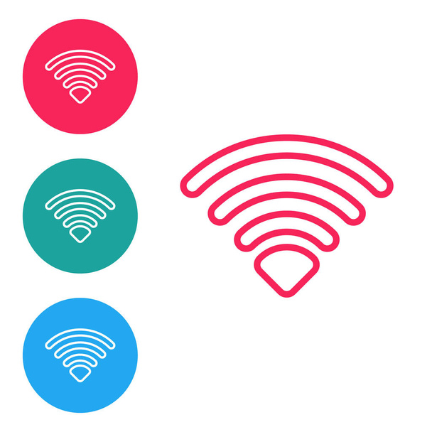 Ligne rouge Wi-Fi icône de symbole de réseau Internet sans fil isolé sur fond blanc. Définir des icônes dans les boutons cercle. Vecteur. - Vecteur, image
