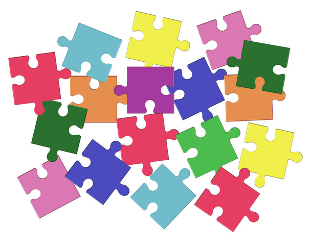 Pezzi colorati di puzzle vettoriale. Giochi educativi per bambini - Vettoriali, immagini