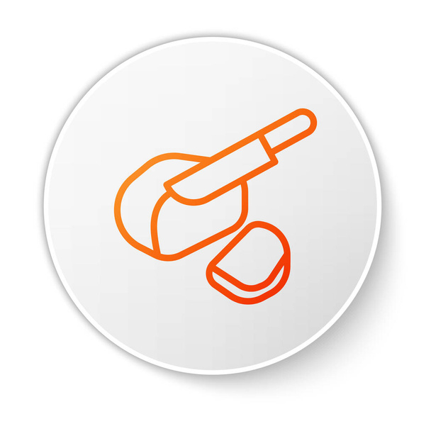 Oranžová čára Kanadské peameal slanina ikona izolované na bílém pozadí. Bílý knoflík. Vektor. - Vektor, obrázek