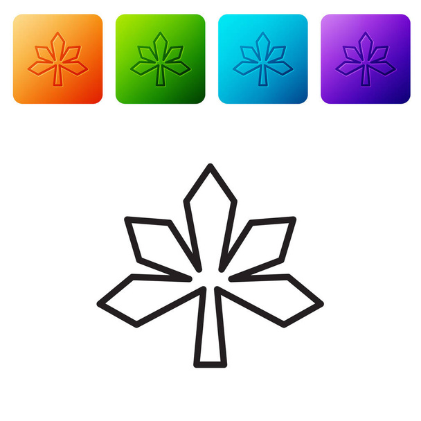 Schwarzes Kastanienblatt-Symbol isoliert auf weißem Hintergrund. Setzen Sie Symbole in farbigen quadratischen Tasten. Vektor. - Vektor, Bild