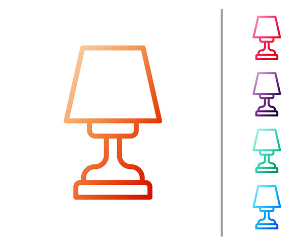 Línea roja Icono de lámpara de mesa aislado sobre fondo blanco. Establecer iconos de color. Vector. - Vector, Imagen