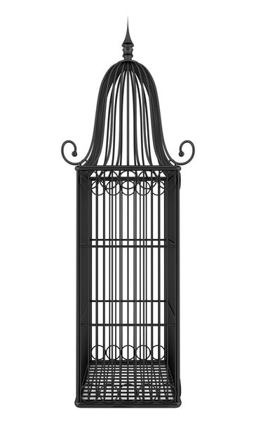 cage à oiseaux noire vide isolée sur fond blanc
 - Photo, image