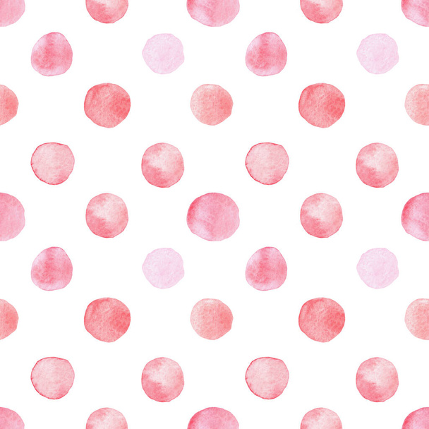 Red Polka dot Watercolor seamless pattern on white background. - Photo, image
