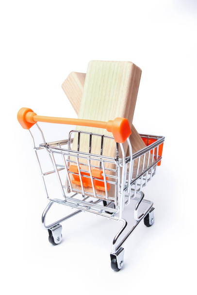 stylish ply basket for shopping with bars on a white background - Foto, Imagem