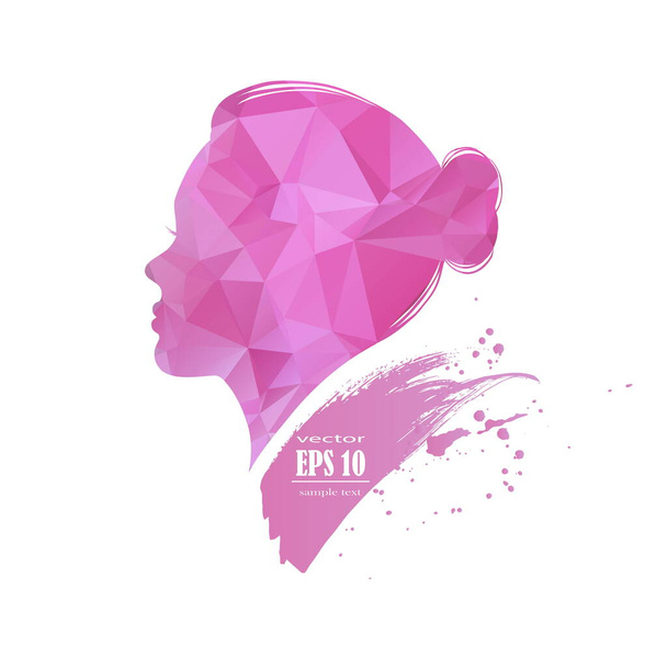 woman silhouette, head, face logo isolated. Use for beauty salon, spa, cosmetics design, etc - Vektör, Görsel